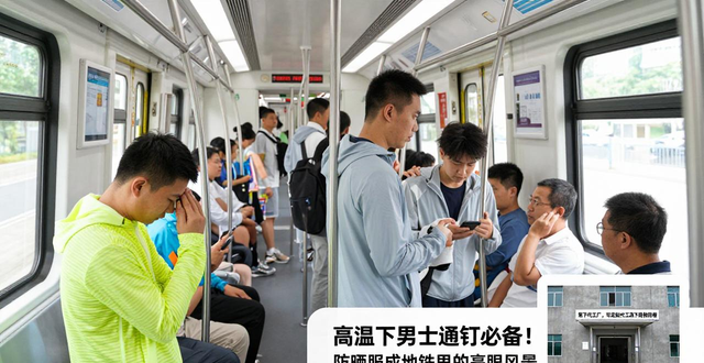 高温下男士通勤必备！防晒服成地铁里的亮眼风景