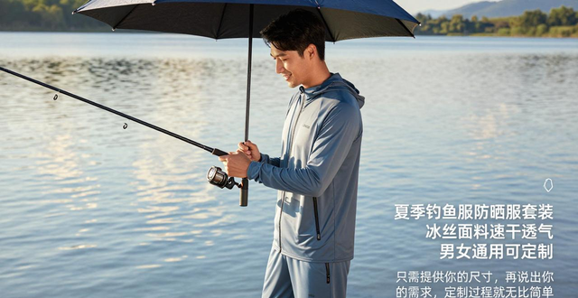 夏季钓鱼服防晒服套装，冰丝面料速干透气，男女通用可定制
